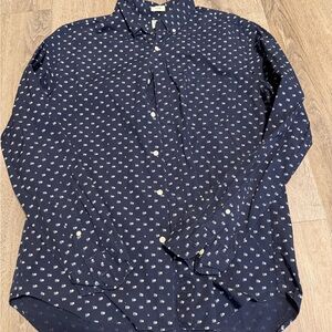 J. Crew Dark Blue Patterned Men's Shirt